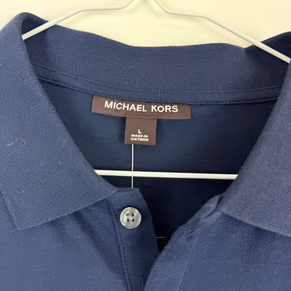 NWT Michael Kors Color block Navy and Gray Polo Shirt - Picture 4 of 5
